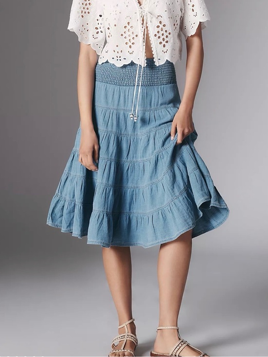 Pilcro Anthropologie Dresses & Skirts - Pilcro Reese 100% Cotton
Smocked Midi Skirt medium